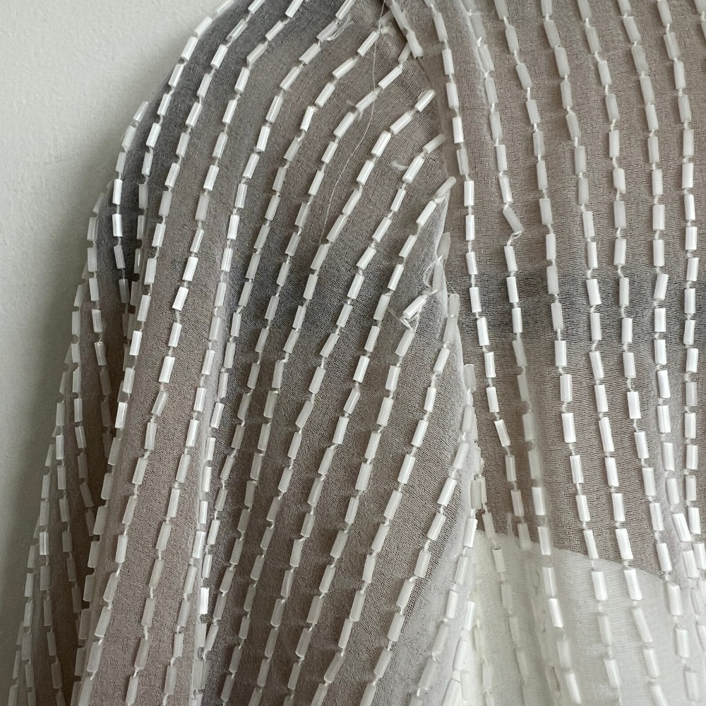 Vintage Jack Bryan Fringe‎ Beaded Long sleeve Ivory Party Wedding Formal Gown - Picture 5 of 13